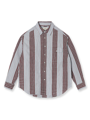 チェック&ストライプ コントラスト シャツ