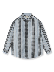 チェック&ストライプ コントラスト シャツ