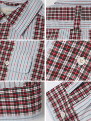 チェック&ストライプ コントラスト シャツ