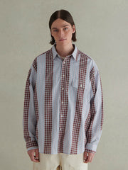 チェック&ストライプ コントラスト シャツ