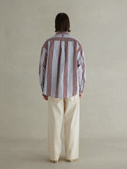 チェック&ストライプ コントラスト シャツ