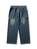 ウォッシュ加工 レトロ ワイド デニムパンツ