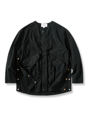 大型ポケット ノーカラー ジャケット