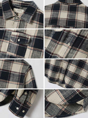 ブルー×ベージュ 天竺綿 チェック柄 シャツ