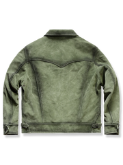 緑染め 牛革 スクラッチ レザージャケット