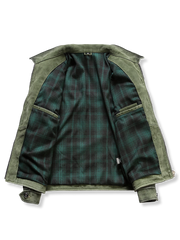 緑染め 牛革 スクラッチ レザージャケット