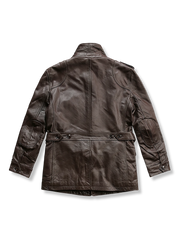 ベルト付き スタンドカラー レザージャケット