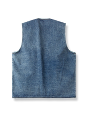 ウォッシュ加工 Vネック デニム ベスト