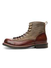 異素材コンビ ハイカット牛革ブーツ