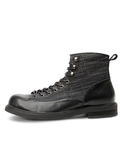 異素材コンビ ハイカット牛革ブーツ