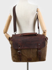 レザー&キャンバス メッセンジャーバッグ