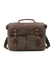 レザー&キャンバス メッセンジャーバッグ