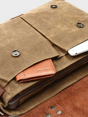 レザー&キャンバス メッセンジャーバッグ