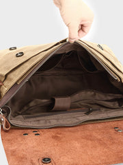 レザー&キャンバス メッセンジャーバッグ