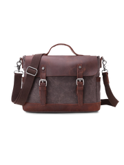 キャンバスレザー混合メッセンジャーバッグ