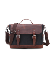 キャンバスレザー混合メッセンジャーバッグ