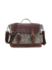 キャンバスレザー混合メッセンジャーバッグ