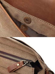 レザー&キャンバス メッセンジャーバッグ