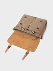 レザー&キャンバス メッセンジャーバッグ