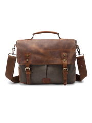 レザー&キャンバス メッセンジャーバッグ