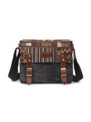民族風柄&キャンバス パッチワークショルダーバッグ