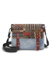 民族風柄&キャンバス パッチワークショルダーバッグ