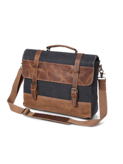 防水オイルワックスキャンバス×レザー ビジネスブリーフケース