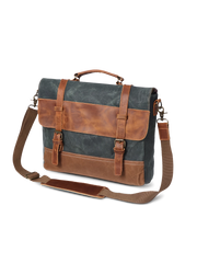 防水オイルワックスキャンバス×レザー ビジネスブリーフケース