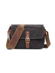 5色 キャンバスレザー混合 ショルダーバッグ