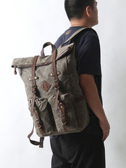 ワックスキャンバス アンティーク風リュックバック