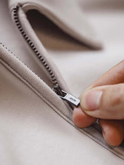 Bulldog刺繍ハーフジップスウェット