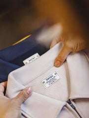 Bulldog刺繍ハーフジップスウェット