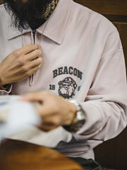 Bulldog刺繍ハーフジップスウェット