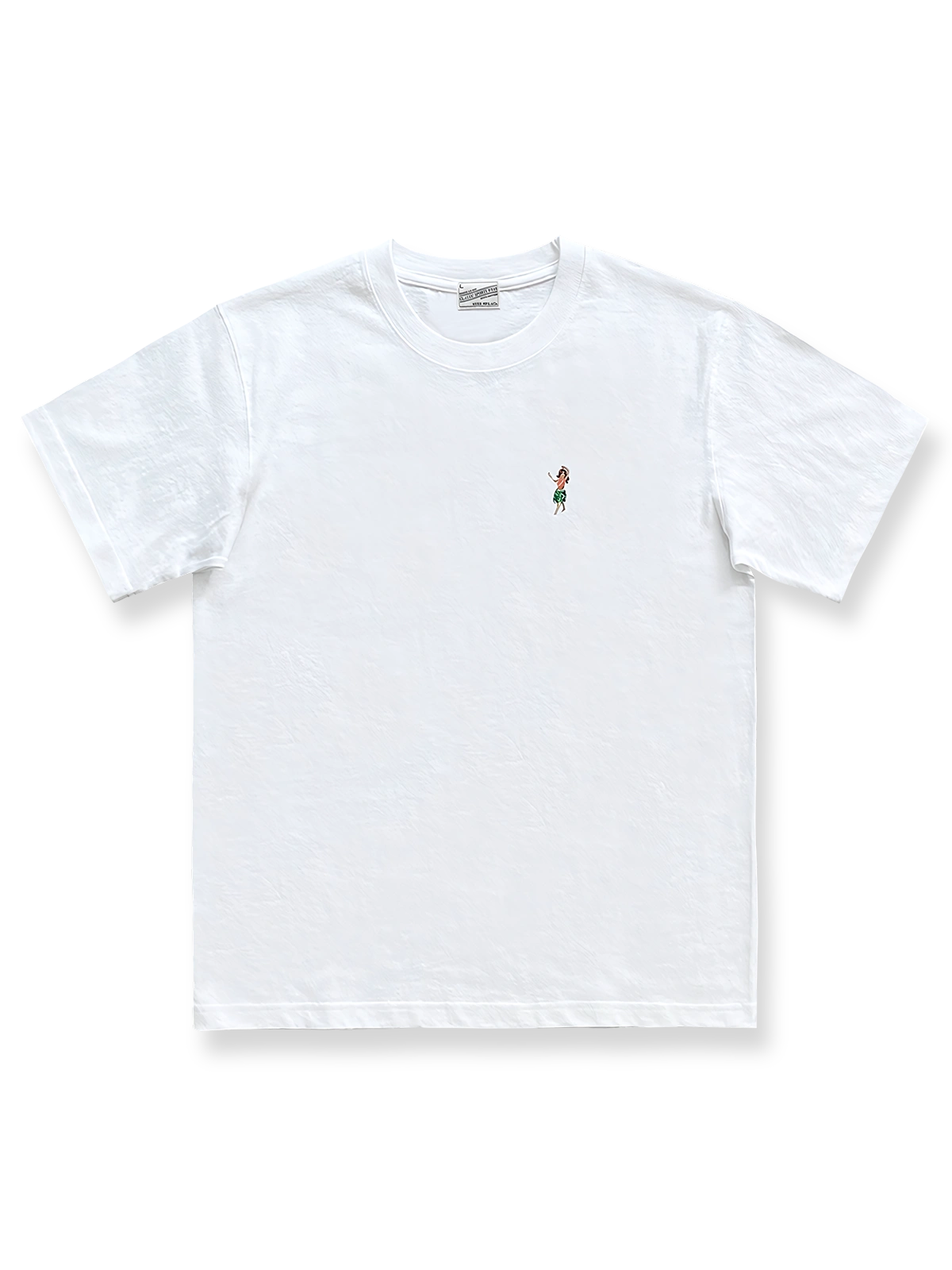 フラガール刺繍デザインクルーネック半袖Tシャツの全体像