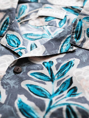 シャツの植物柄ディテールと天然ココナッツシェルボタン