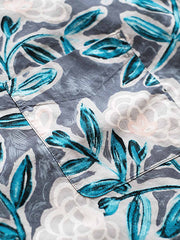 シャツの植物柄ディテールと天然ココナッツシェルボタン