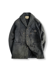 硫化染めブラックデニム 青果襟ワークジャケット