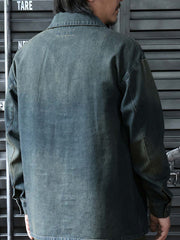 ハーフボタン デニムワークシャツ