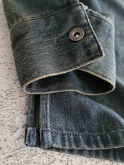 ハーフボタン デニムワークシャツ