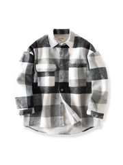 ウール混 チェック柄 ヘビーウェイト 長袖シャツ