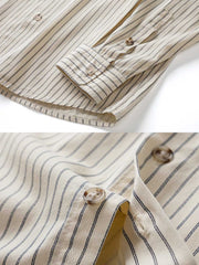 ストライプピュアカラーフラップポケットシャツ