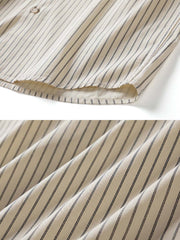 ストライプピュアカラーフラップポケットシャツ