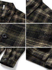 ダークトーンチェック柄長袖シャツ