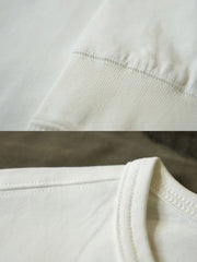 製品画像
クラシックな刺繍入りデザインの改良型ヴィンテージヘンリーネック 長袖Tシャツの正面全体画像。高品質なアメリカ産ピマコットン素材を使用した一着。
詳細画像
刺繍入りの近似色前立てとダブルステッチ仕上げ、リブ仕様の袖口ディテールをクローズアップした画像。美しい縫製と耐久性が特徴。