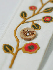 製品画像
クラシックな刺繍入りデザインの改良型ヴィンテージヘンリーネック 長袖Tシャツの正面全体画像。高品質なアメリカ産ピマコットン素材を使用した一着。
詳細画像
刺繍入りの近似色前立てとダブルステッチ仕上げ、リブ仕様の袖口ディテールをクローズアップした画像。美しい縫製と耐久性が特徴。