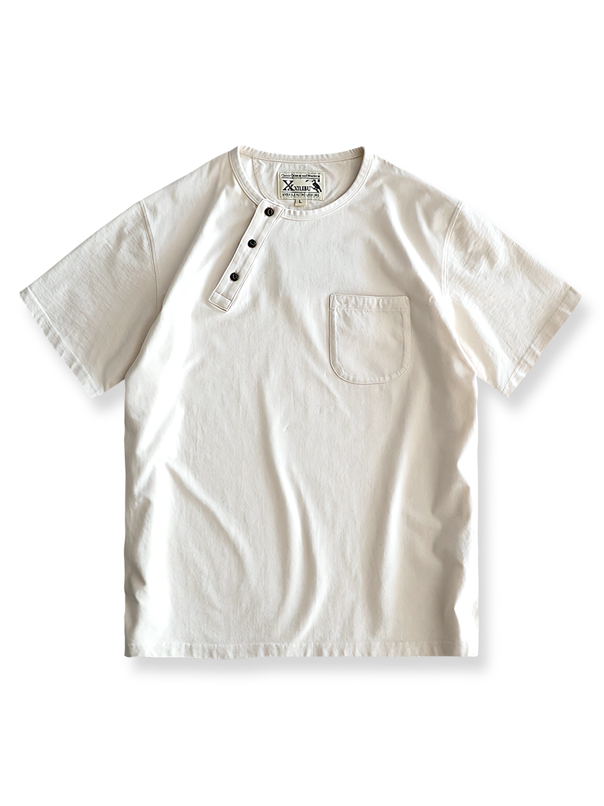 ヘビーウェイトコットン ヘンリーネック半袖Tシャツの正面全体図