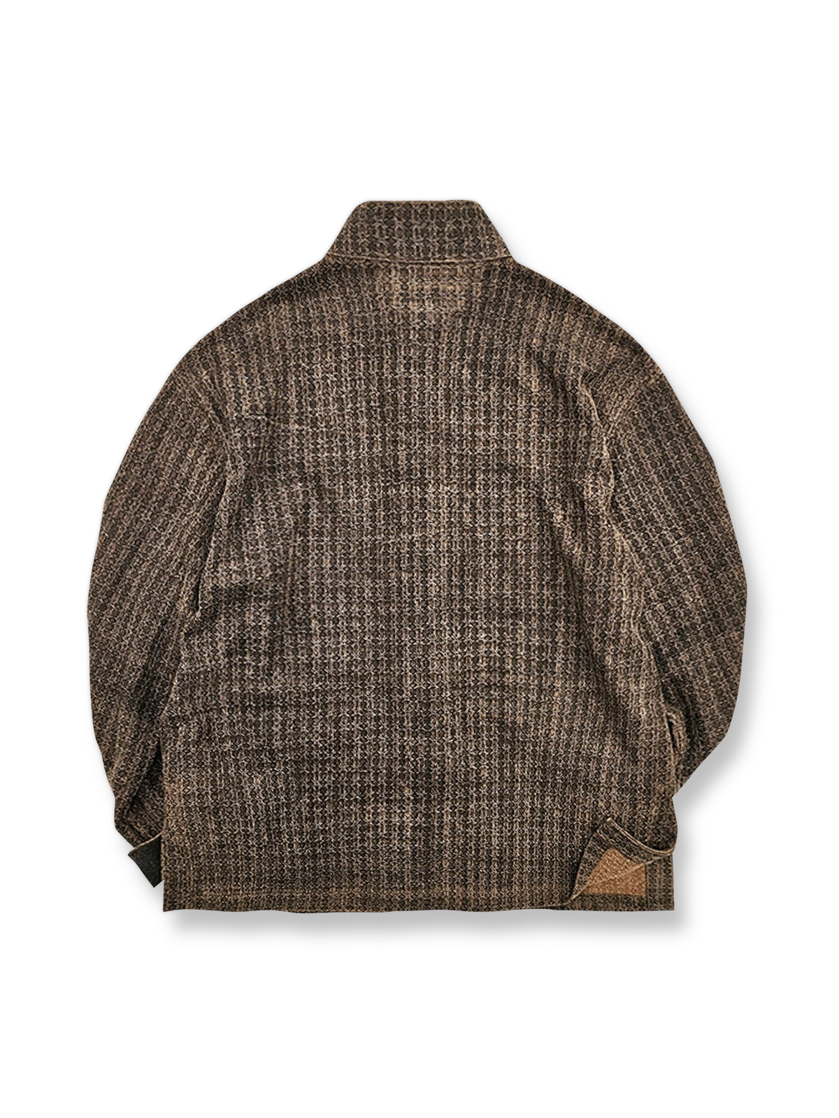 製品画像: ヴィンテージ風パンクフロッグボタン立ち襟タッサーシルクジャケットの正面画像
詳細画像: パンクフロッグボタンと立ち襟のディテール