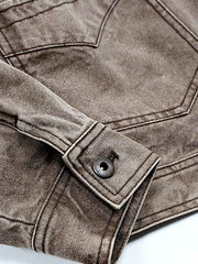 製品画像:アメカジスタイルのヴィンテージ重洗いキャンバスワークジャケット
詳細画像:ヴィンテージ加工の金具と工字ボタンディテール