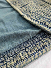 詳細画像: ジャケットの刺し子パッチワークとポケットデザインのディテール