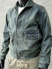 マンダリンカラーデニムジャケット